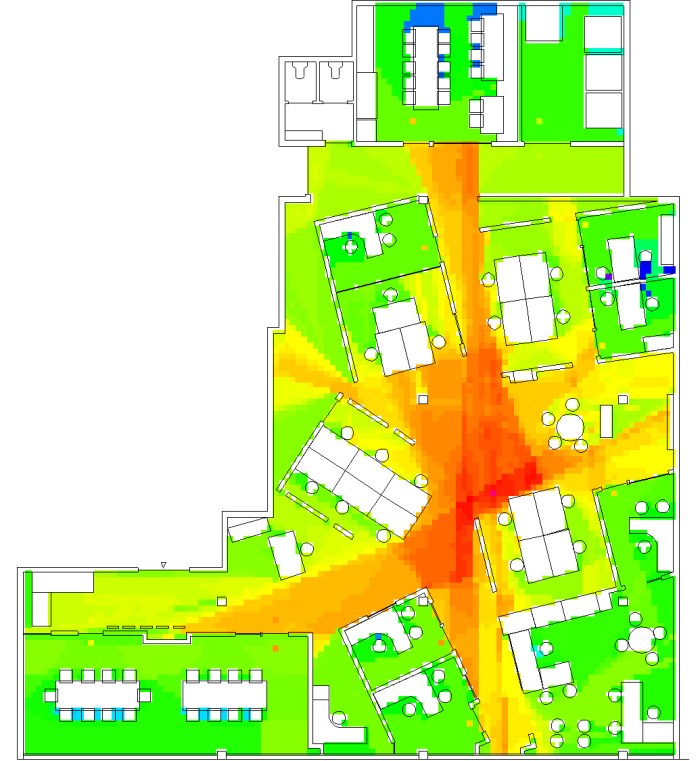 PR Agency: mix of enclosed and open-plan offices providing both affordances for integration and exchange, but also a feeling of seclusion